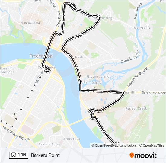 14N Bus Line Map