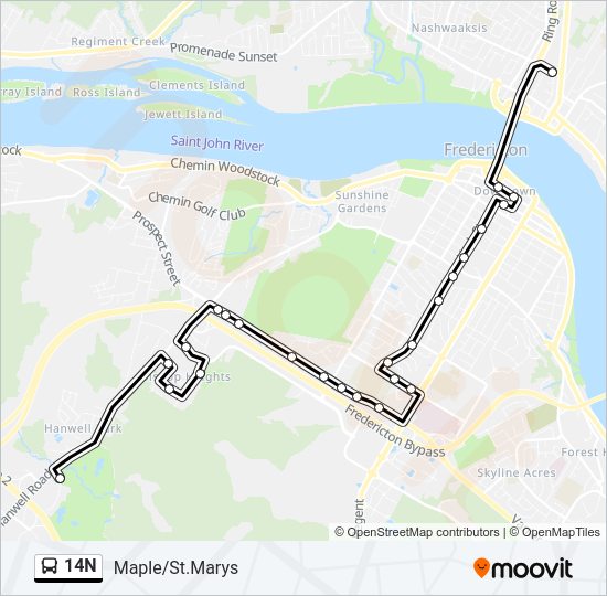 14N Bus Line Map