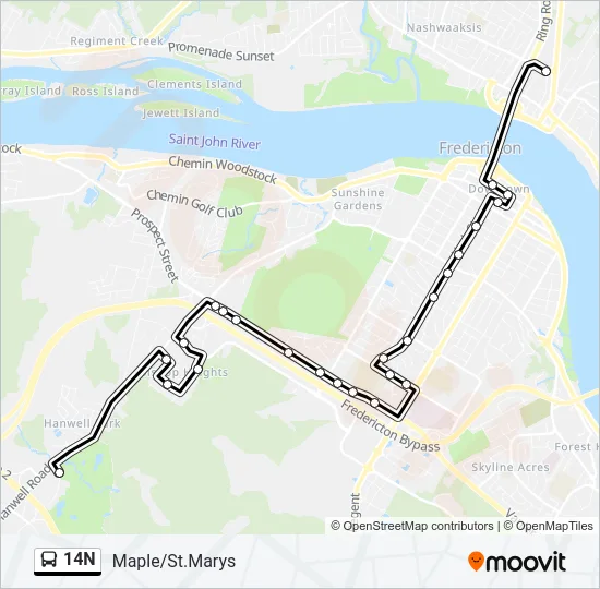 14N Bus Line Map