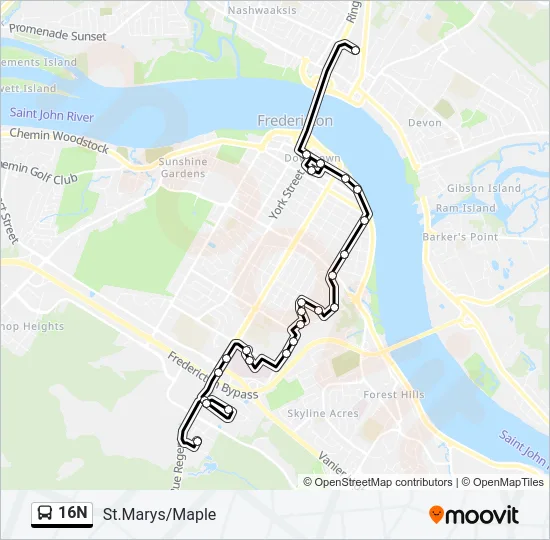 16N Bus Line Map