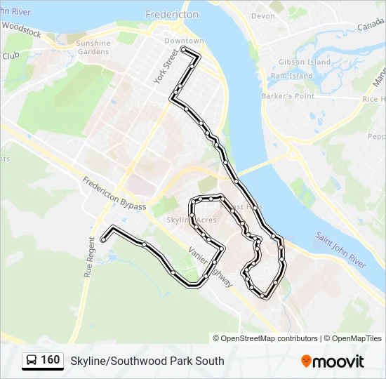 160 Bus Line Map