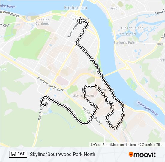 160 Bus Line Map