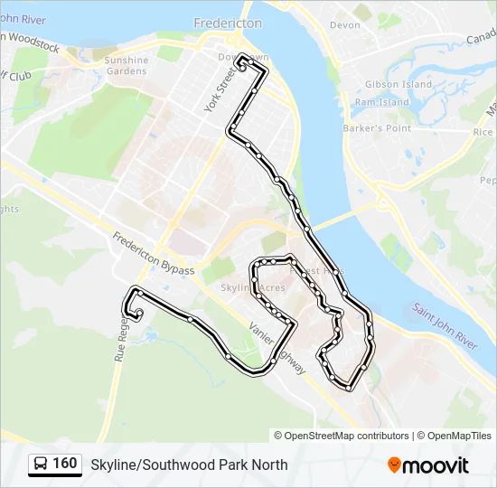 160 Bus Line Map