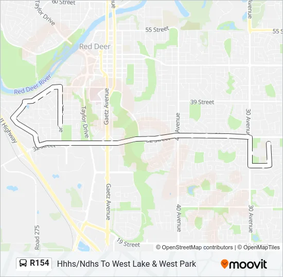 R154 Bus Line Map
