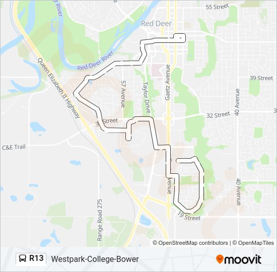 R13 Bus Line Map