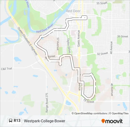 R13 Bus Line Map