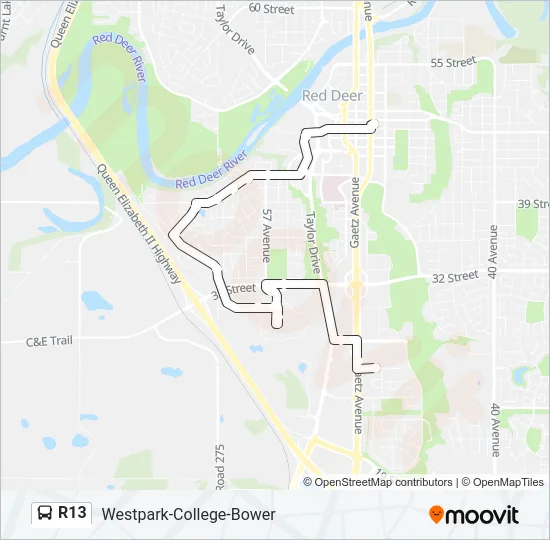 R13 Bus Line Map