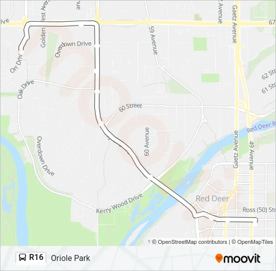 R16 Bus Line Map
