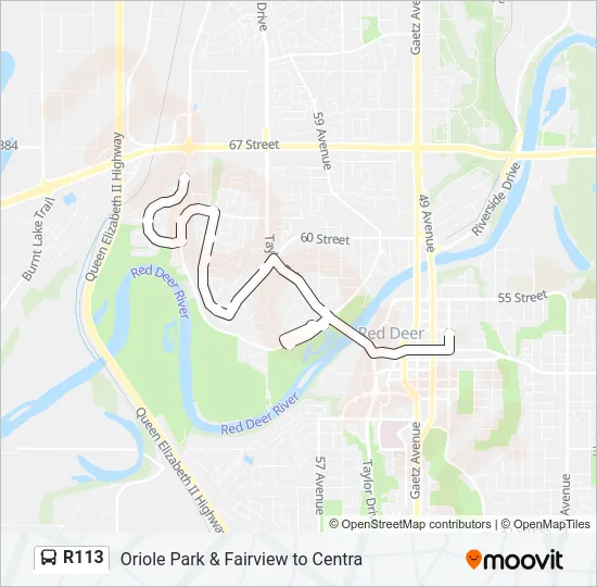 R113 Bus Line Map