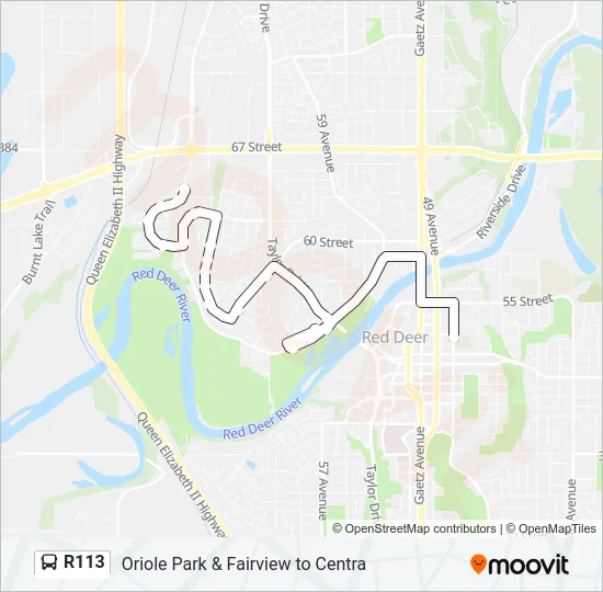 R113 Bus Line Map