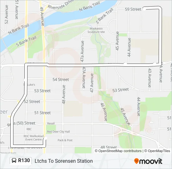 R130 Bus Line Map