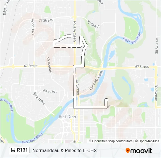 Plan de la ligne R131 de bus