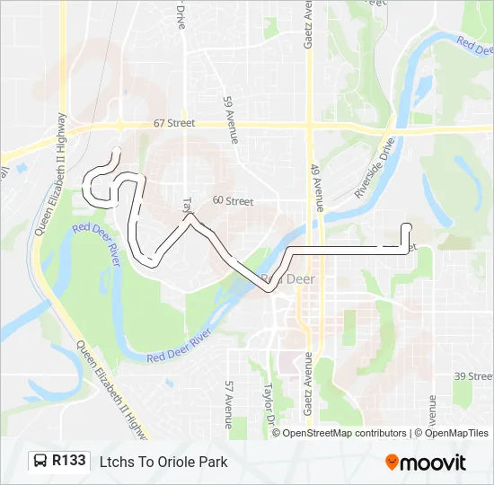 R133 Bus Line Map