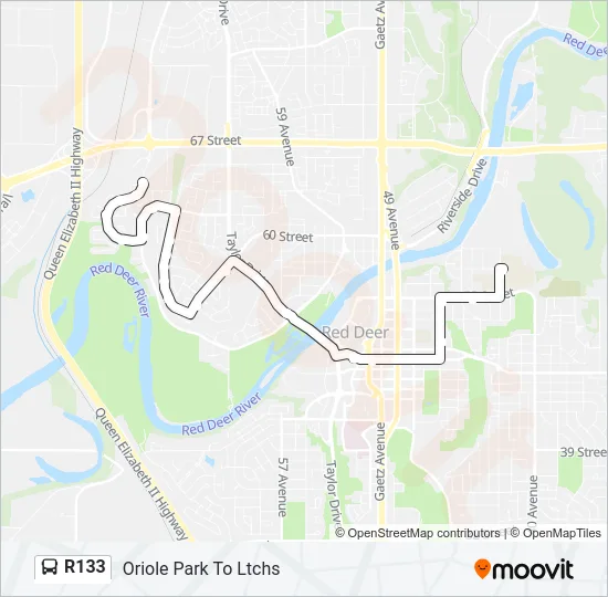 R133 Bus Line Map
