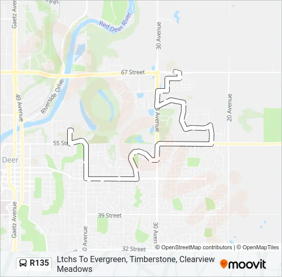 R135 Bus Line Map