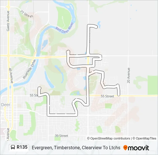 R135 Bus Line Map
