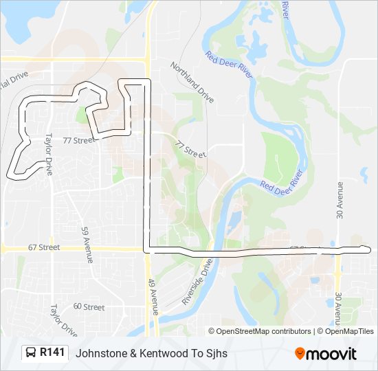 R141 bus Line Map