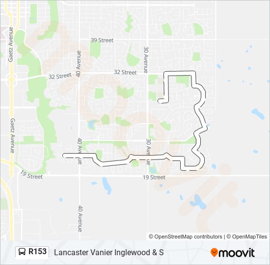 Plan de la ligne R153 de bus