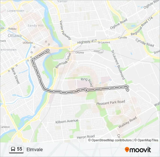 55 Bus Line Map