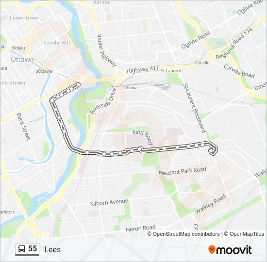 55 Bus Line Map