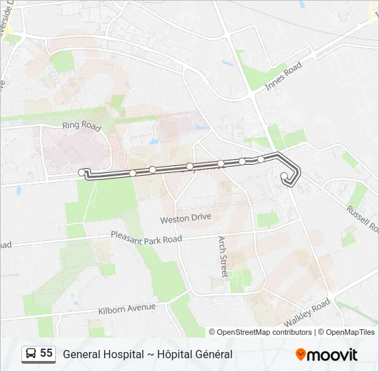 55 Bus Line Map