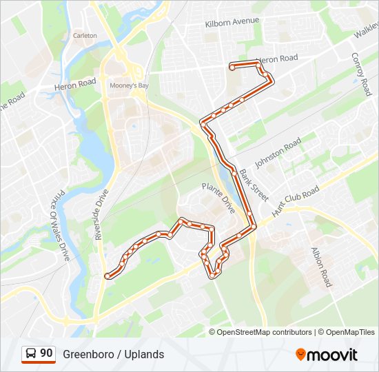 90 Bus Line Map