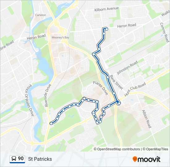 90 Bus Line Map