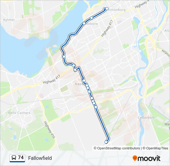 74 Bus Line Map