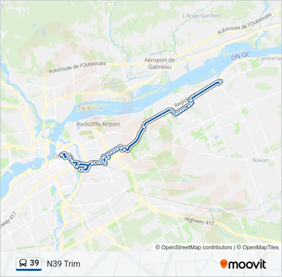 Plan de la ligne 39 de bus