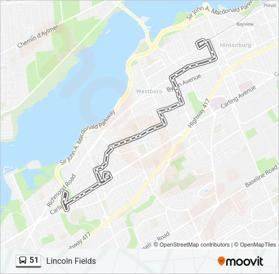 51 Bus Line Map