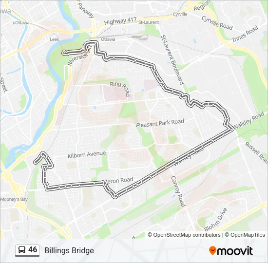 46 Bus Line Map