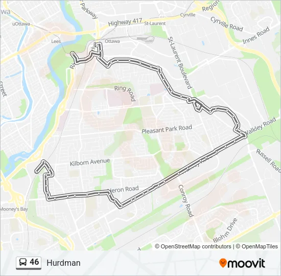 46 Bus Line Map