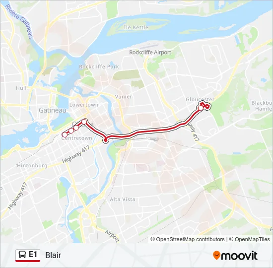 E1 Bus Line Map