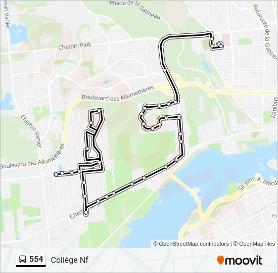 554 Bus Line Map