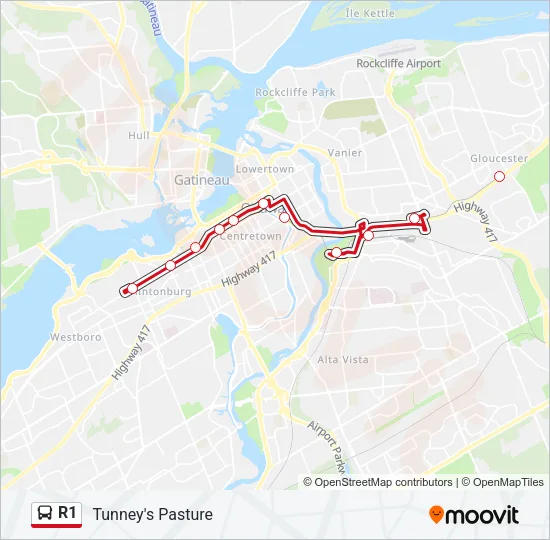 R1 Bus Line Map