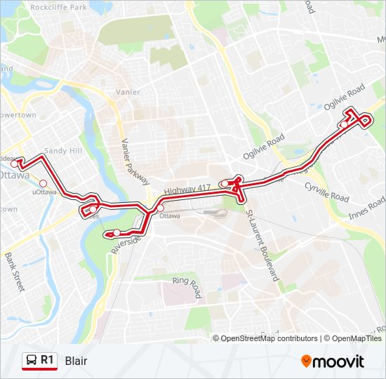 R1 Bus Line Map