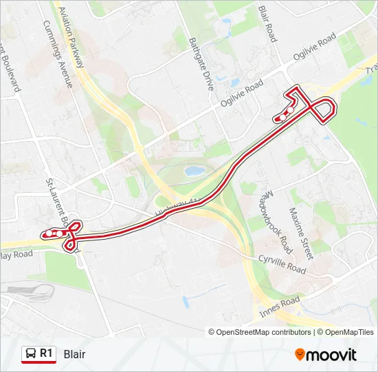 R1 Bus Line Map