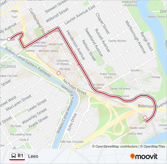 R1 Bus Line Map
