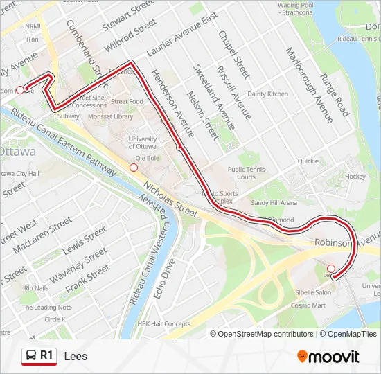 R1 Bus Line Map