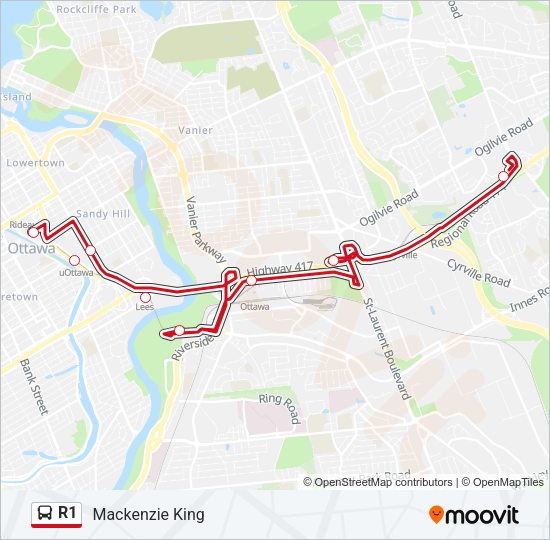 R1 Bus Line Map