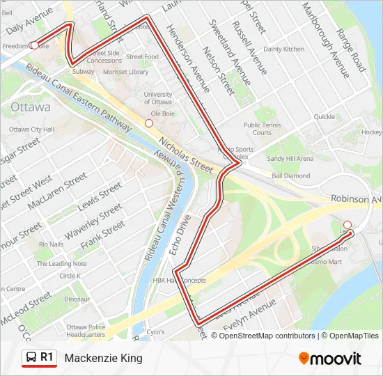 R1 Bus Line Map