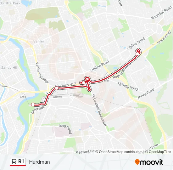 R1 Bus Line Map