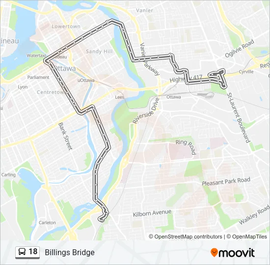 18 Bus Line Map