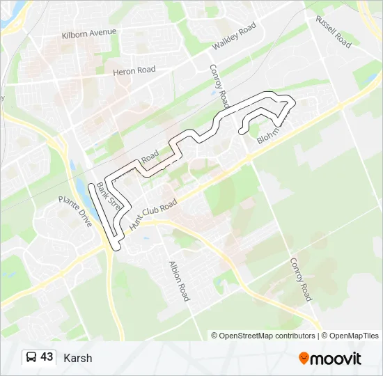 43 Bus Line Map