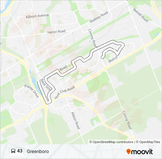43 Bus Line Map