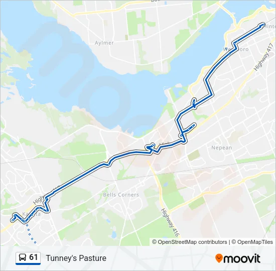 61 Bus Line Map