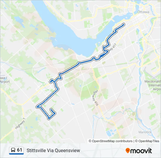 Plan de la ligne 61 de bus