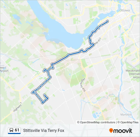 Plan de la ligne 61 de bus