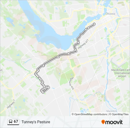 Plan de la ligne 67 de bus