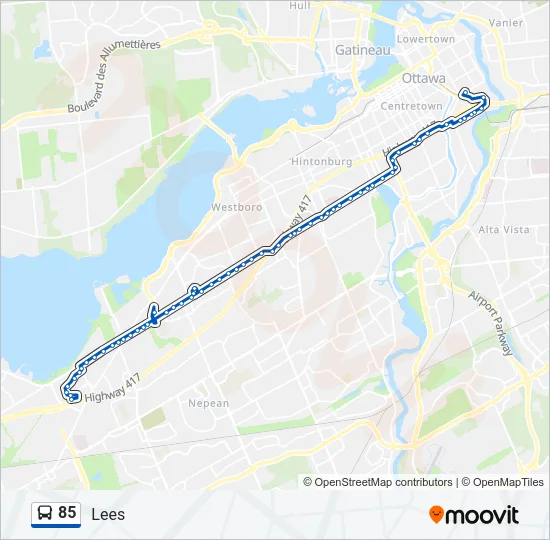 85 Bus Line Map
